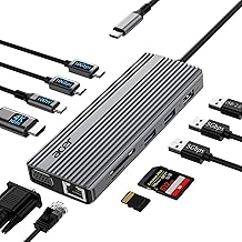 Sponsored Ad - 11 in 1 USB C HUB Multiport Adapter with 4K@60Hz HDMI, 1080P VGA, 2x10Gbps USB C, 2x5Gbps USB A, 100W PD Port, 1000Mbps Ethernet, SD/TF, Dual Monitor Docking Station for PC, Laptop, Des