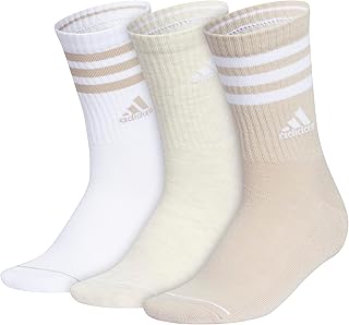 Women's Crew Socks with Arch Compression 3-Pack, Comfortable, Sweat-Wicking, Stylish 3-Stripe
