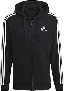mens Essentials 3-stripes Fleece Full Zip Hoodie