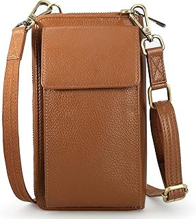 Crossbody Leather Wallet Phone Purse, Anti Theft and RFID Blocking, Small Elegant Design for Travel