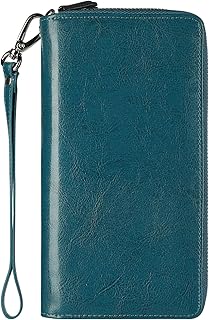 Sponsored Ad - Women's RFID Blocking 100% Leather Large Capacity Zip Around Wallet Phone Holder Clutch Travel Purse Wristlet