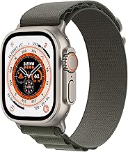 Apple Watch Ultra [GPS + Cellular 49mm] Titanium Case with Green Alpine Loop, Large (Renewed)