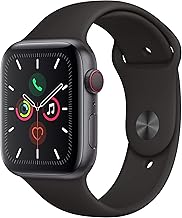 Apple Watch Series 5 (GPS + Cellular, 44MM) - Space Gray Aluminum Case with Black Sport Band (Renewed)