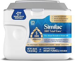 360 Total Care Infant Formula, Has 5 HMO Prebiotics, Our Closest Prebiotic Blend to Breast Milk, Non-GMO, Baby Formula Powder, 20.6-oz Tub