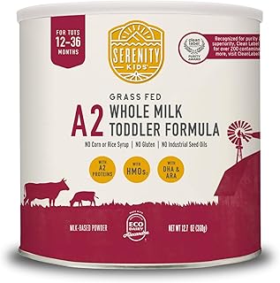 12-36 Months A2 Whole Milk Toddler Formula Powder - Organic Grass-Fed Milk Powder with Prebiotics & DHA & ARA for Brain & Eye Support - Clean Label Purity Award Certified - 21 Oz, 1 Pack