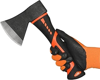 Chopping Axe,10”Camping Outdoor Hatchet for Wood Splitting and Kindling, Forged Carbon Steel Heat Treated Hand Maul Tool, PP+TPR Handle Shock Reduction Handle with Anti-Slip Grip