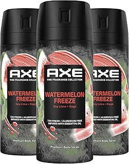 AXE Fine Fragrance Deodorant Body Spray for Men 3 Pack Watermelon Freeze Aluminum Free 4.0 oz