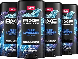 AXE Fine Fragrance Collection Deodorant Stick Blue Lavender 4 count With 48H Freshness and Odor Protection Deo Stick Infused with Lavender, Mint, and Amber Essential Oils 2.6 oz