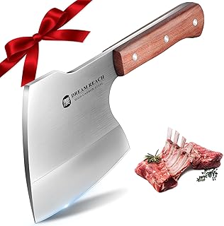 Dream Reach Meat Cleaver Knife Heavy Duty Bone Chopper Stainless Steel Butcher Axe Hand Forged Butcher Knife Meat Bone Cleaver for Kitchen Outdoor BBQ