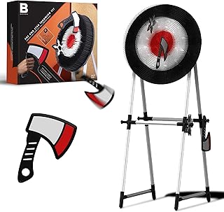Black Series Axe Throwing Target Set, Includes 3 Axes & Bristle Target, Lightweight Plastic Axes with Blunted Edges, Safe for Indoor & Outdoor Use, Fun Party Activity Game