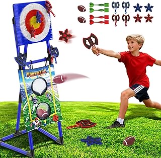VATOS 2-in-1 Axe & Football Throwing Game Set, Bristle Axe Toss Target with 16 pcs Safe Darts, Portable Outdoor & Indoor Backyard Games for Teens and Adults, Lawn Carnival, Camping Party Toy Gift