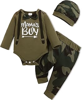 Sponsored Ad - Newborn Baby Boy Clothes Boy Outfit Infant Romper Winter Fall Long Sleeves Pants Set Hat 3PC