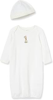 Little Me Clothes Baby Gender Neutral 2-Pc Nightgown and Cap Set 100% Cotton with Elastic Bottom, Baby Essentials,0-3 Months