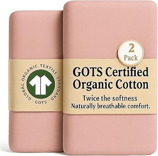 GOTS Organic Bassinet Sheets 33x20 for Baby Delight Beside Me Dreamer, Maxi-COSI Iora, 200GSM Thickest & Softest Turkish Cotton, 2-Pack Bedside Sleeper, Bassinet Sheets Rectangle Angelbliss Baby