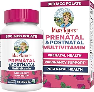 MaryRuth Organics Prenatal Vitamins for Women | USDA Organic Prenatal Gummies | Postnatal Vitamins for Women Breastfeeding | Methylfolate 800 mcg DFE | Iodine | Vegan | Non GMO | 30 Servings