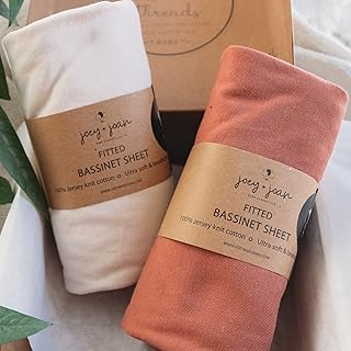 Bassinet Fitted Sheets 33x20 for Baby Beside Dreamer Bassinet & Bedside Sleeper – Snuggly Soft 100% Jersey Cotton – Beige + Rusty Brown – 2 Pack