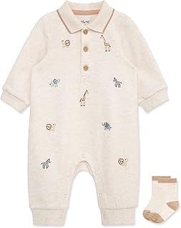 Little Me Clothes for Baby Boys' Snap Closure Coverall and Matching Socks Set, 3 Months to 12 Months