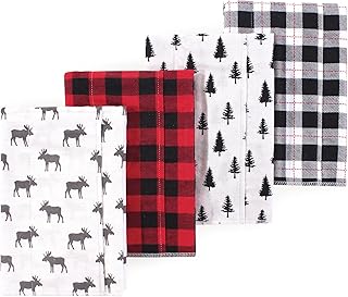 Sponsored Ad - Luvable Friends Hudson Baby Flannel Burp Cloths 4pk, Forest Moose