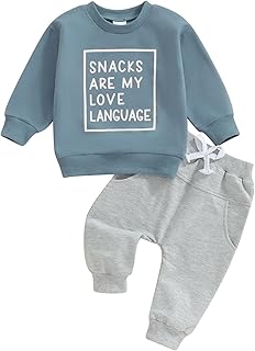 Infant Baby Boy Fall Clothes Set Funny Letter Sweatshirt Pant Outfit Toddler Winter Clothes 6 12 18 Months 2T 3T