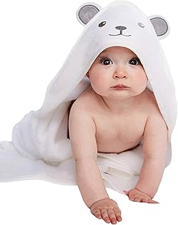 Sponsored Ad - HIPHOP PANDA Hooded Towel - Rayon Made from Bamboo, Bath Towel with Bear Ears for Newborn, Babie, Toddler, Infant - Absorbent Large Baby Towel - Bear, 30 x 30 Inch