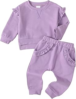 Sponsored Ad - Baby Girl Clothes Newborn Outfit Toddler Fall Ruffle Sleeve Tops Girl's Clothing Pants Set