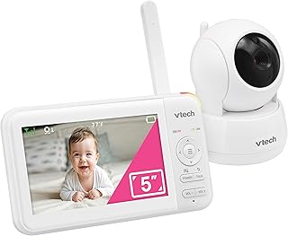 Sponsored Ad - VTech Video Baby Monitor with 5" LCD Screen, Up to 17Hrs Video & 31Hrs Audio Battery Life, Night Vision, 1000ft Range, Pan-Tilt-Zoom, Lullabies, Soothing Sounds, Temperature Sensor, No 