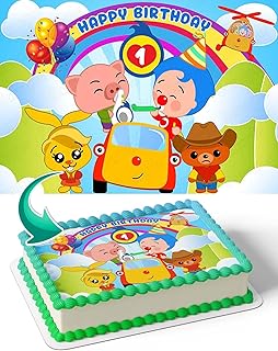 Cakecery Plim Plim Baby TV Rainbow PPBT Edible Cake Image Topper Personalized Birthday Cake Banner 1/4 Sheet
