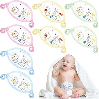 8 Pcs Newborn Infant Belly Wrap Comfort Cotton Umbilical Cord Cover Band Cartoon Soft Baby Belly Band Newborn Navel Belt for Protection Abdomen Baby Boy Girl Gifts 0-12 Months, 4 Styles (Elephant)