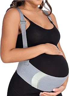 Belly Bands For Pregnant Women Maternity Belt Pregnancy Belly Support Band Adjustable Pregnancy Belt with Back Brace Straps (Gray, Large)