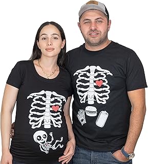 Maternity Halloween Skeleton T-Shirts Couple X-ray Baby Pregnancy Tee Mens Burger Food Funny Tshirts