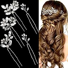 5 Pieces Bride Hair Pins Rhinestone Bridal Hair Piece for Women Crystal Hair Accessories for Bride Bridesmaids Flower Girls(Silver)