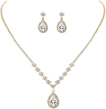 Unicra Bride Crystal Necklace Earrings Set Bridal Wedding Jewelry Sets Rhinestone Choker Necklace Prom Costume Jewelry Set for Women and Brides