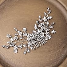 Sponsored Ad - JWICOS Silver Bridal Wedding Comb Barrette for Bride and Bridesmaid Crystal Pearl and Rhinestones Side Comb Headpiece For Women (Silver)