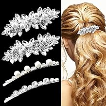 Sponsored Ad - 4 Pieces Rhinestone Bridal Hair Clip, Pearls Wedding Hair Pins Crystal Hair Clips Diamond Hair Clips, Rhinestone Jewelry Barrette Vintage Hair Accessories Pearl Hair Clips Hair Accessor