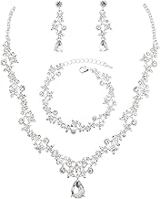 Women’s Brides Bridesmaid Jewelry Set Austrian Crystal Teardrop Elegant Necklace Dangle Earrings Link Bracelet Wedding Prom Costume Party Events Evening Dress