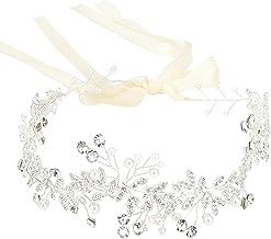 Crystal Bridal Headband Wedding Headpiece for Bride Pearl Rhinestone Headband Silver Wedding Hair Accessories for Women