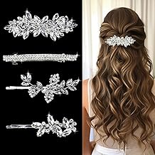 4 Pieces Rhinestone Hair Clips Leaf Wedding Hair Pins Crystal Bobby Pins Silver Bridal Hairpin Barrette for Brides Bridesmaids Flower Girls