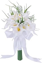 Sponsored Ad - Wedding Bouquets for Bride Bridesmaid, White Calla Lily Rose Artificial Flowers Bridal Holding Flowers for Wedding Church Ceremony Home Decoration
