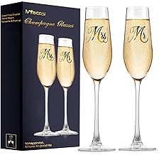 Mfacoy Mr. & Mrs. Champagne Flute Set, Wedding Decor - His and Hers, Wedding Toasting Glasses for Engagement Celebrations, Bridal Shower and Registry Idea, Tall Wine Glasses for Bride and Groom Gifts