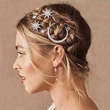 Bartosi Rhinestone Moon Hair Clips Silver Star Hairpins Crystal Decorative Bobby Pin Bride Wedding Hair Pins Side Clip Hair Accessories for Women and Girls (Pack of 3)