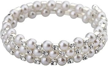 Sponsored Ad - MYOSPARK Multi Layers Pearl Rhinestone bracelet Cuff Wrap Bangle Wedding Jewelry Gift For Bridal Mother Bridesmaid