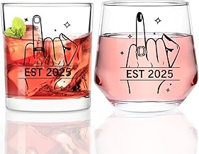 Sponsored Ad - Futtumy Ring Finger Est 2025 Wine Glasses and Whisky Glasses, Wedding Gifts for Couples, Bridal Shower Gifts, Engagement Gift for Couples Bride and Groom Mr. Mrs. His Hers Bride To Be