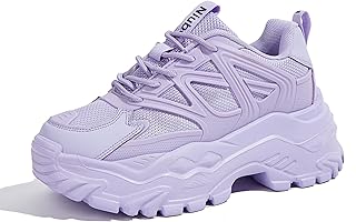 Sponsored Ad - Chunky Sneakers for Women White Black Red Purple Platform Sneakers Comfortable Casual Lace Up Fashion Tennis Shoes