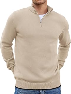 Sponsored Ad - Men's Quarter Zip Up Pullover Slim Fit Lightweight Mock Neck Long Sleeve Sweaters