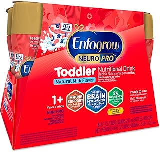 NeuroPro Toddler Nutritional Drink, Made with Real Milk, Brain-Building Omega-3 DHA, Nutrients and Prebiotics for Growth & Immune Support, Non-GMO, Toddler Milk Powder, 8 Fl Oz, 6 Count