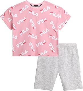 Girls Shorts Set - 2 Piece Soft Breathable Toddler Girl Biker Shorts and Short Sleeve Shirt for Little Girls (2T-6X)