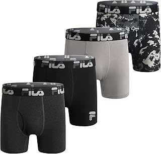 Men's 6" Performance Boxer Briefs with Fly or No Fly Front, 95% Cotton, 5% Spandex Briefs, 4-Pack
