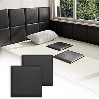 Sponsored Ad - 3D Anti-Collision Wall Padding for Kids, Black Peel and Stick headboard Panels, Self-Adhesive Headboard Panels for Wall, Bedroom/Living Room Upholstered Wall Panel(4 Pack -11.8" x 11.8"