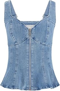 Womens Sleeveless Anika Denim Peplum Top