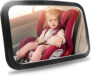 Shynerk Baby Car Mirror, Safety Car Seat Mirror for Rear Facing Infant with Wide Crystal Clear View, Shatterproof, 360° Rotation, Crash Tested and Certified